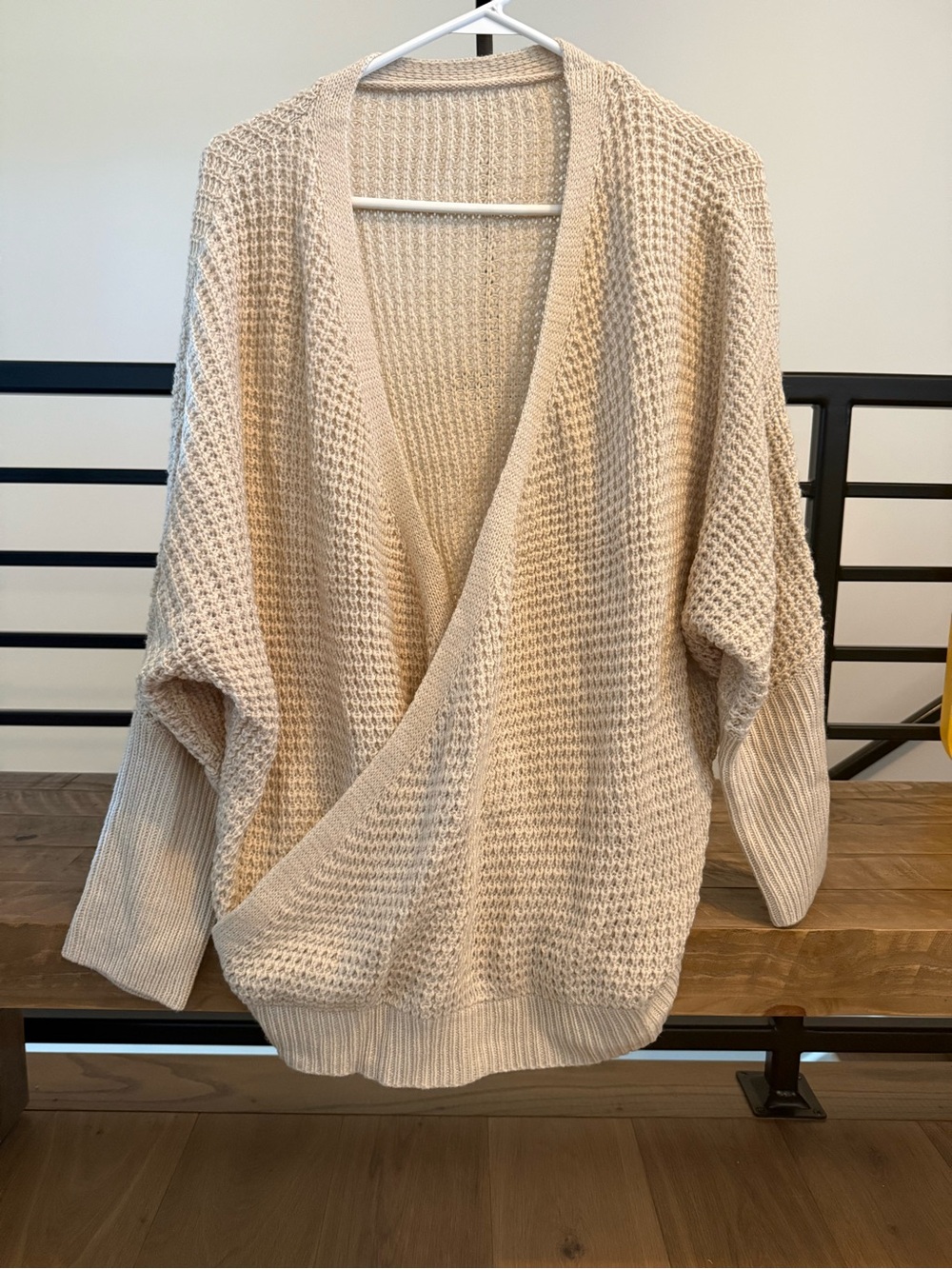 Cozy Cream Waffle-Knit Women's Wrap Sweater Cardigan